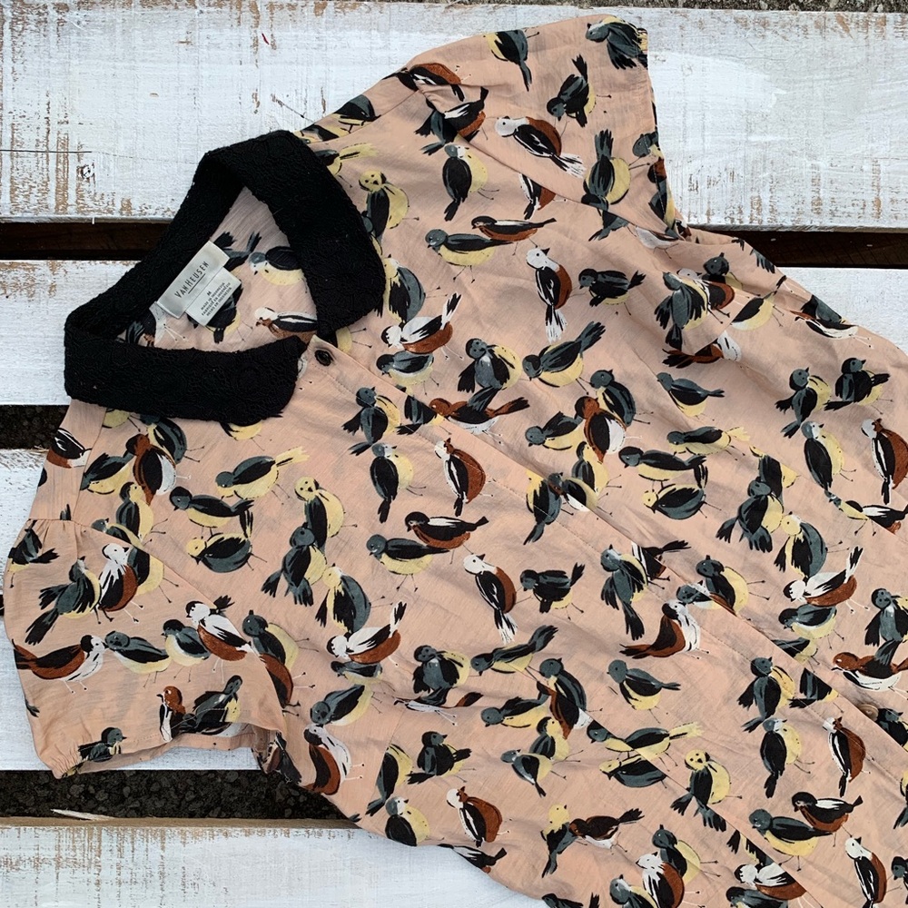 Peter Pan collar bird shirt lace collar